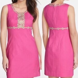Lilly Pulitzer hot pink and gold shift dress